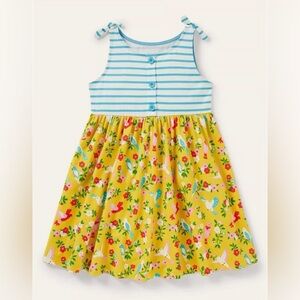 New Mini Boden Floral Bird Shoulder Hotchpotch Dress Girls size 4-5 years